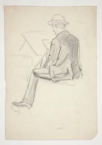 Studie af en siddende mand, der tegner af Edwin Austin Abbey