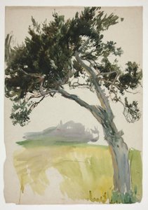 Studie af et træ og en mark af Edwin Austin Abbey