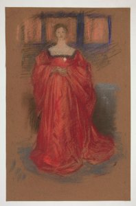 Studie af en kvinde i renæssancekostume - (uidentificeret illustration til et Shakespeare-skuespil?) af Edwin Austin Abbey