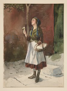 Studie af en ung pige i en have af Edwin Austin Abbey