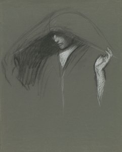Undersøgelse af draperet hoved af af Edwin Austin Abbey
