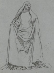 Studie af kvindeskikkelse (omvendt: mandlig figur) af Edwin Austin Abbey