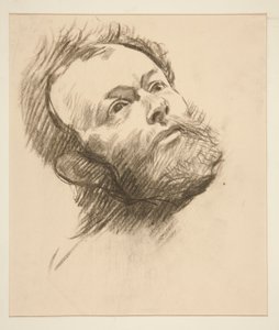 Studie af leder af skægget mand for The Quest of the Holy Grail (serie på femten malerier til Boston Public Library, afsluttet i 1901) af Edwin Austin Abbey