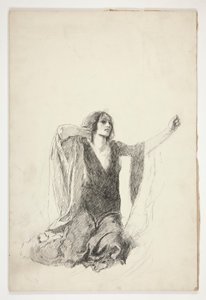Studie af knælende kvinde, sandsynligvis et studie for Juliet i gravscenen, af Edwin Austin Abbey