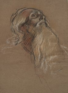 Studie af lederen af kong Amfortas, for af Edwin Austin Abbey