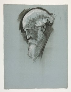 Studie af hovedet af en gammel skægget mand, for kong Arthur af Edwin Austin Abbey