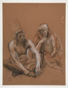 Studie af to indere for af Edwin Austin Abbey