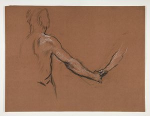 Studie af to figurer, der ryster hænder i af Edwin Austin Abbey