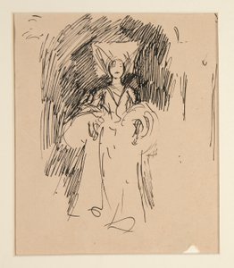 Studie af kvinde i middelalderdragt til af Edwin Austin Abbey