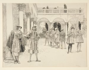 The Court of the Palace, fra akt IV, Scene ii, Two Gentlemen of Verona af Edwin Austin Abbey