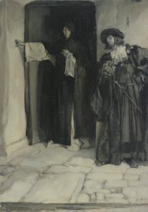 Hertugen og broder Thomas, fra Foranstaltning for Foranstaltning, Akt I, Scene iii af Edwin Austin Abbey