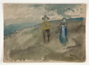 To Figurer i et Landskab (recto); Studie af mennesket af Edwin Austin Abbey