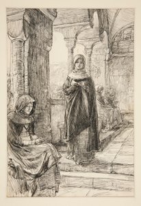 To kvindefigurer i kloster, fra Klosteret af Edwin Austin Abbey