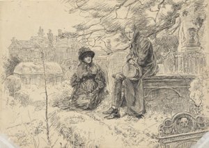 To figurer på en kirkegård af Edwin Austin Abbey