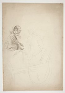 To figurer siddende på en vogn - (uidentificeret illustration) af Edwin Austin Abbey