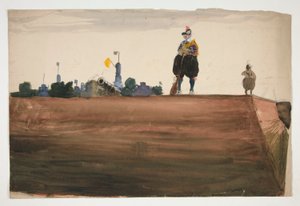 To vagtposter på toppen af en fæstningsmur af Edwin Austin Abbey