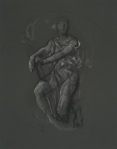 Uidentificeret figurstudie til vægmaleriprojekt ved Pennsylvania State Capitol Building, Harrisburg, 1902-1911 af Edwin Austin Abbey