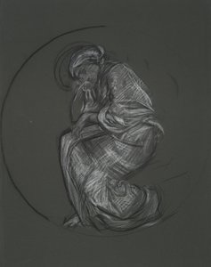Uidentificeret figurstudie til vægmaleriprojekt ved Pennsylvania State Capitol Building, Harrisburg, 1902-1911 af Edwin Austin Abbey