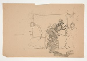 Uidentificeret illustration- Studie af køkken med figur af Edwin Austin Abbey