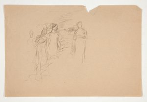 Uidentificeret illustration - Studie af tre kvindefigurer af Edwin Austin Abbey