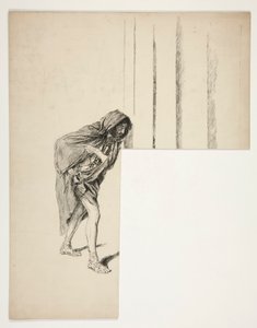 Vandrende mand i kappe, skitse til et uidentificeret Shakespeare-skuespil af Edwin Austin Abbey