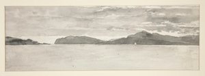 Vandscene med landskab af Edwin Austin Abbey