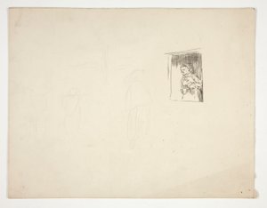 Kvinde ved vinduet - uidentificeret illustration af Edwin Austin Abbey