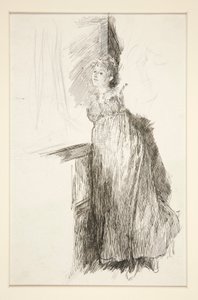Kvinde ved vinduet - uidentificeret illustration af Edwin Austin Abbey