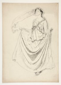 Kvinde i toga med guirlander, skitse til et uidentificeret Shakespeare-skuespil af Edwin Austin Abbey