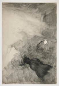 Kvinde læser, figur ser på - (uidentificeret illustration) af Edwin Austin Abbey