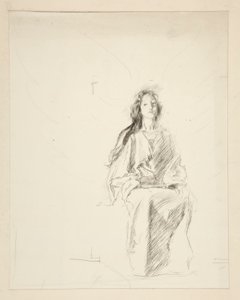 Siddende kvinde, skitse til et uidentificeret Shakespeare-skuespil af Edwin Austin Abbey