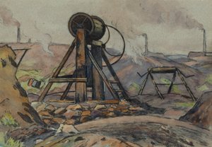 The Winding Gear (akvarel og kul på papir)