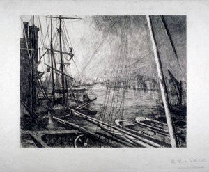 Pool of London fra Rotherhithe, med skibe i forgrunden, c1890.