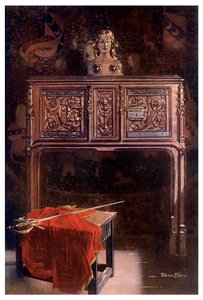 Udskåret eg Lous XII dressoir, 1910. af Edwin Foley