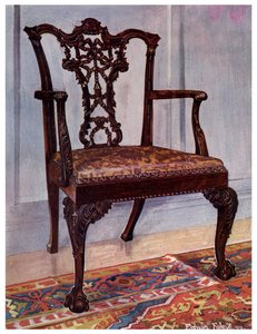 Mahogni lænestol, stil af Chippendale, 1911-1912.