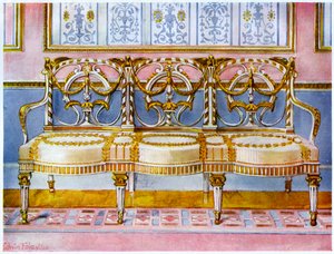 Hvid forgyldt og malet sofa, Pergolesi indflydelse 1911-1912. af Edwin Foley
