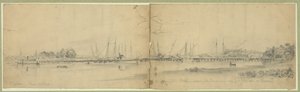 Army of the Potomac, der krydser James River nær Fort Pow Manhattan på pontoner