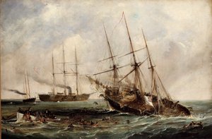 Ødelæggelse af det konfødererede dampskib Alabama af US Ironclad Kearsarge, 19. juni 1864