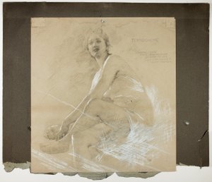 Terpsichore (recto) og Dancing Female Figure (verso), Mural Studies for Drawing Room Ceiling, Residence of Collis P. Huntington, nu Yale University Art Gallery af Edwin Howland Blashfield