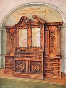 Udskåret lukket mahogni-bogskab - Chippendale-stil - fransk indflydelse af Edwin John Foley