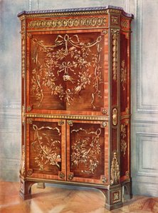 Indlagt Ormolu-monteret opretstående Secretaire of Sycamore, Tulip, Kingwood, Holly, and Other Woods - Naturlig og farvet