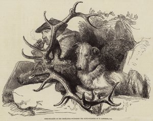 Deer-stalking i højlandet, ser på kroppen af Edwin Landseer