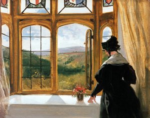 Hertuginde af Abercorn kigger ud af et vindue af Edwin Landseer