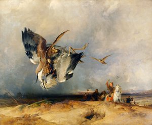 Hawking in the Olden Time, ca. 1831 (olie på lærred) af Edwin Landseer