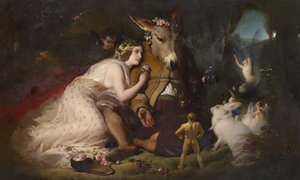 Scene fra A Midsummer Nights Dream. Titania og bund