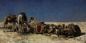 Kameler ved siden af en cisterne af Edwin Lord Weeks