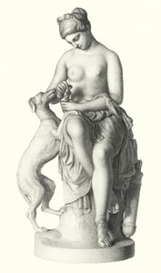 Jægerinden, graveret af E Roffe fra statuen af R J Wyatt, i dronningens besiddelse (gravering) af Edwin Roffe