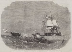 HMS Diadem tager afsted med besætningen på det dismasted amerikanske skib C W Connor, nær Bermuda