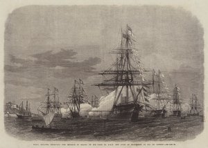HMS Galatea modtager kejseren af Brasilien på hans besøg hos HKH hertugen af Edinburgh i Rio de Janeiro af Edwin Weedon