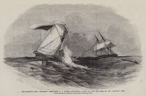 Hendes Majestæts brigade Nautilus, kommandør W T Rivers, sender en båd ud for at redde besætningen på Horatio Brig